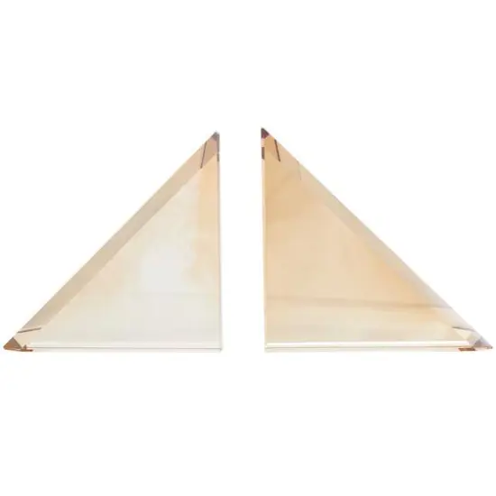 6" Gold Crystal Geometric Pyramid Shaped Bookends Set {9}