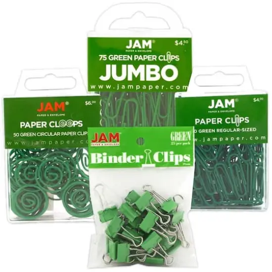 JAM Paper Office Clips Assortment Pack Green {1}