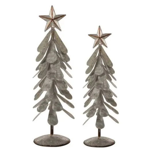 Glitzhome&reg; Galvanized Metal Christmas Tree Table D&eacute;cor Set {1}