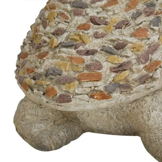 14" Gray Stone Farmhouse Turtle Garden Sculpture {4}