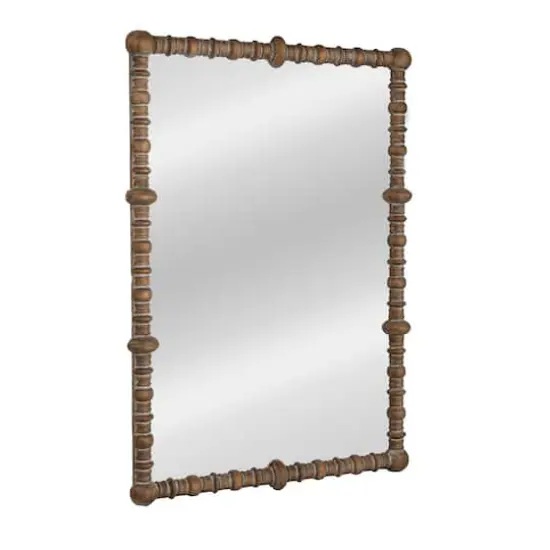 Hello Honey 30" x 43.25"Distressed Pine Wood Beaded Dowel Wall Mirror {1}