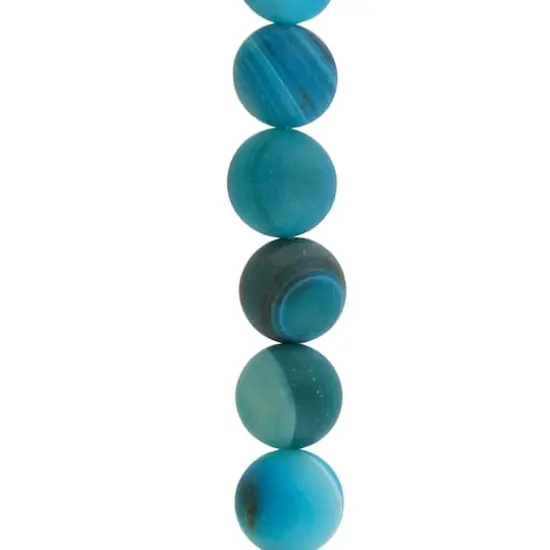 Blue Stripe Matte Agate Round Beads, 10mm by Bead Landing&trade; {1}