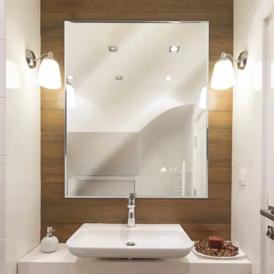 Head West&reg; Glossy Chrome Float Rectangular Wall Mirror {3}