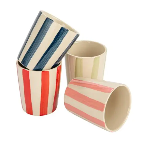 Hello Honey&reg; 10oz. Round Striped Stoneware Cups, 12ct. {3}