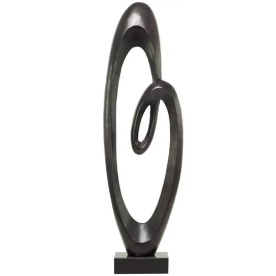 52" Aluminum Swirl Abstract Sculpture with Black Base {1}