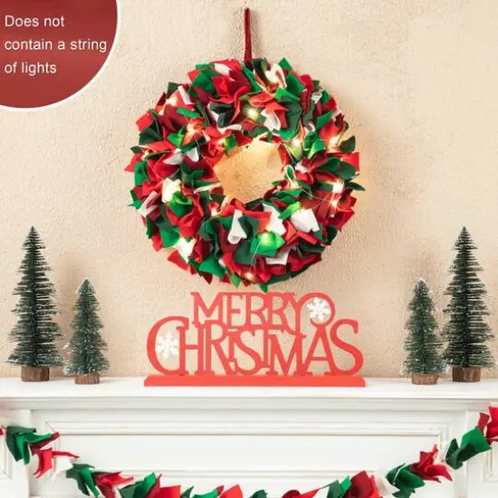 Glitzhome&reg; 19.25" Christmas Multicolor Felt Wreath {3}