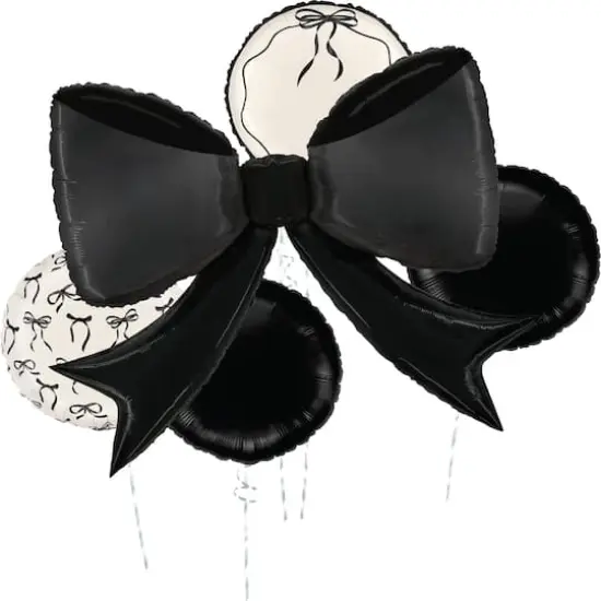 Black Bow 5-Piece Foil Balloon Bouquet {1}