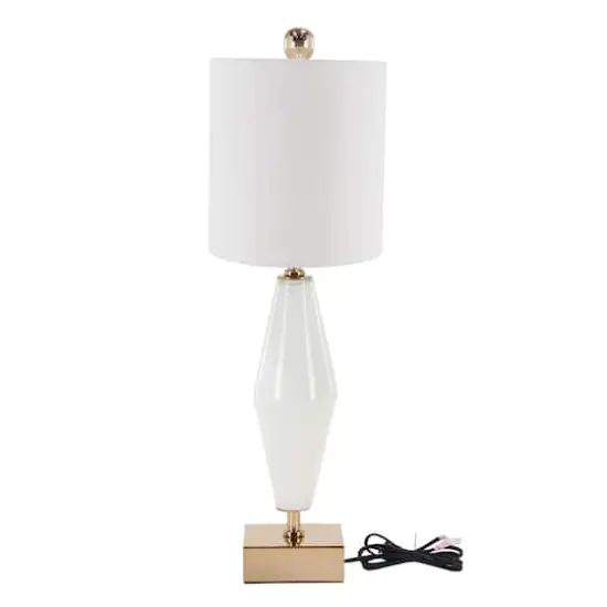 31" Gold Glass Transitional Table Lamp {4}