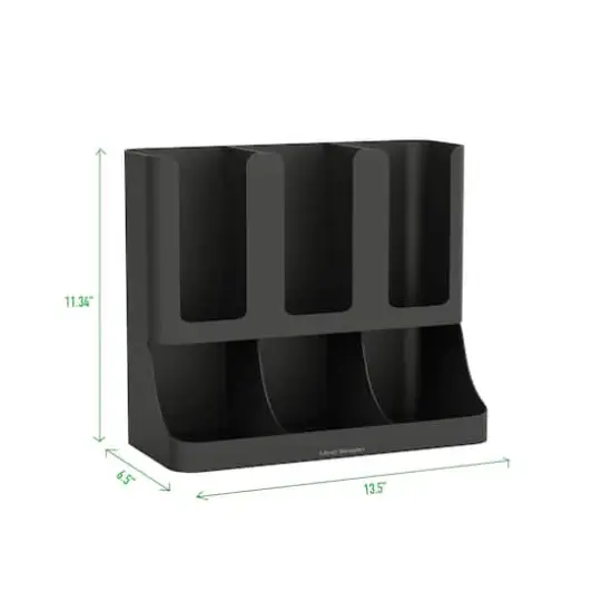 Mind Reader Black 6 Compartment Upright Breakroom Coffee Condiment and Cup Storage Organizer {4}