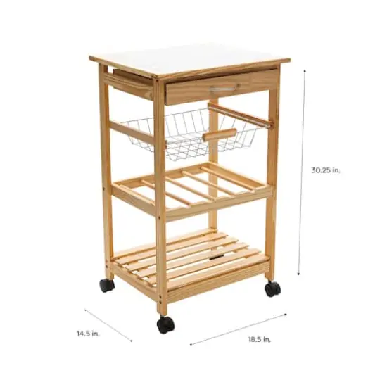 Organize It All Rolling Kitchen Cart with Ceramic Countertop {5}