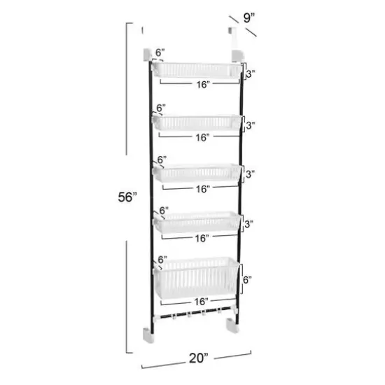 Household Essentials Over the Door Basket Storage Rack White {5}