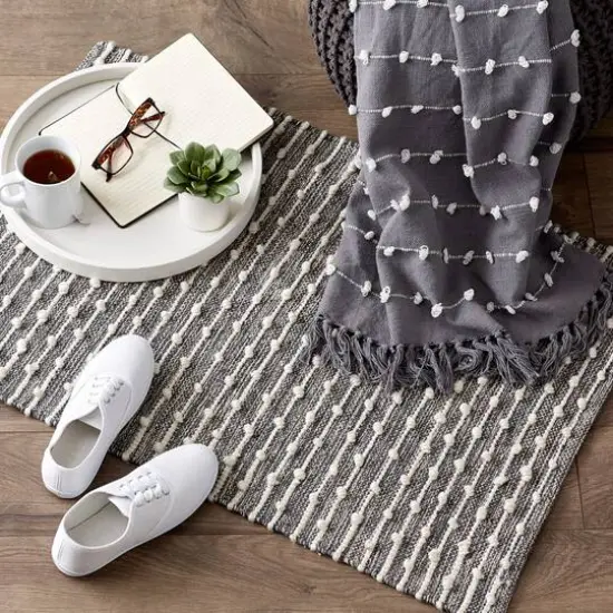 DII&reg; Mineral Gray Recycled Cotton Loop Rug, 2ft. x 3ft. {7}