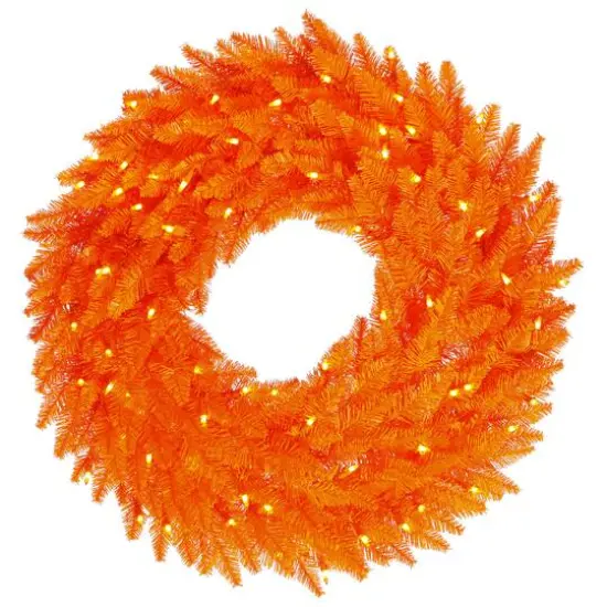 30" Orange Dura-Lit&reg; LED Orange Fir Wreath {1}