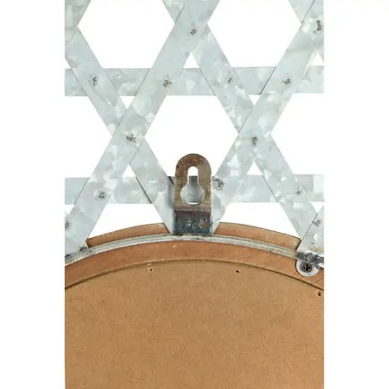 Hello Honey&reg; 23" Silver Metal & Wood Wall Mirror {3}