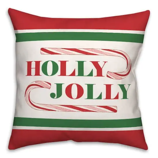Holly Jolly Candy Cane 18x18 Throw Pillow {1}