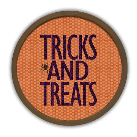 Tricks and Treats Round Framed Print Brown {1}
