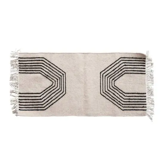 Hello Honey&reg; Woven Wool Blend Rug with Geometric Design and Fringe, 4ft. x 2ft. {1}