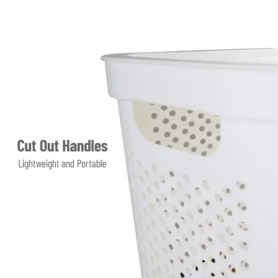 Mind Reader 60L Ventilated Slim Laundry Hamper with Cut Out Handles & Hinged Lid, 2ct. White {5}
