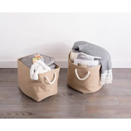 DII&reg; Large Round Variegated Polyester Bin Taupe {5}