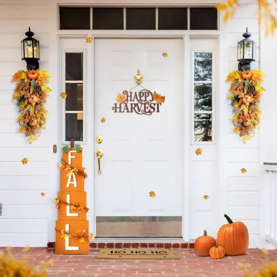 Glitzhome&reg; 3ft. Wood Fall Porch D&eacute;cor {4}