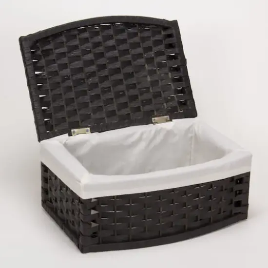 Household Essentials 7" Woven Basket with Lid Black {6}