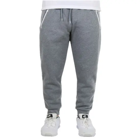 Galaxy by Harvic Men's Fleece-Lined Jogger Sweatpants With Zipper Pockets Heather Gray {1}