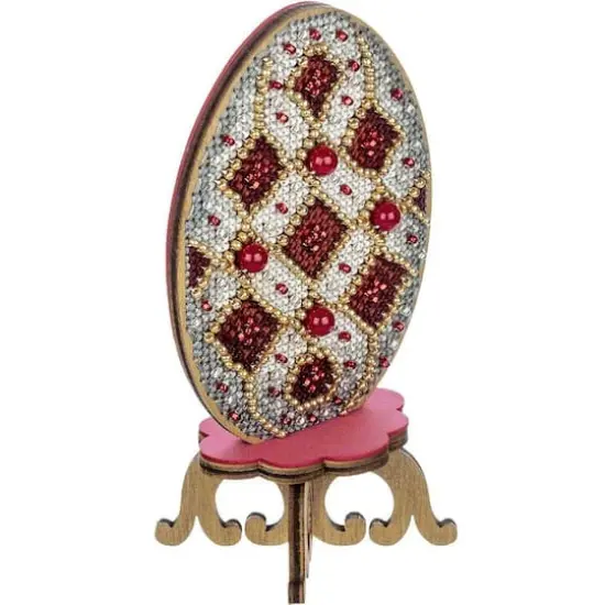 Wonderland Crafts Red, White & Gold Egg Cross Stitch on Wood Kit {4}