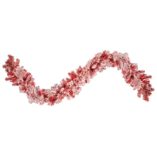 9ft. Pre-Lit Flocked Red Pine Christmas Garland {1}