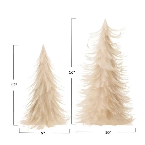 Hello Honey&reg; Cream Decorative Feather Tree Set {4}