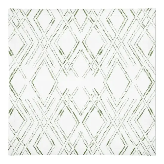 Diamond Cotton Twill Napkin White and Green {1}