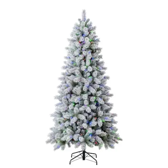 7.5ft. Pre-Lit Montreal Flocked Artifical Christmas Tree, LumaDazzle™ Color Changing Twinkle LED Lights by Ashland® {6}