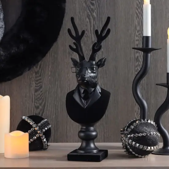 14" Black Reindeer Bust with Glasses & Pipe by Ashland&reg; {3}