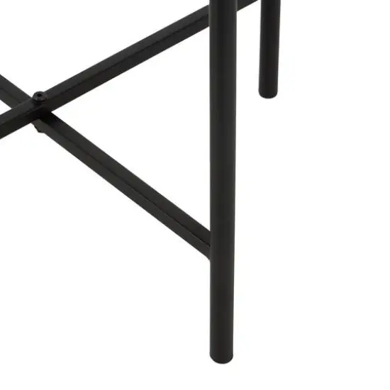 19.75" Beige Marble Accent Table with Black Metal Support {8}