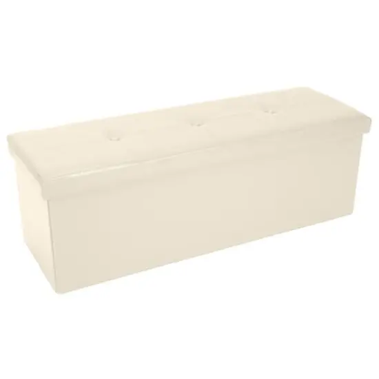 Simplify 44" Faux Leather Triple Folding Storage Ottoman Ivory {1}