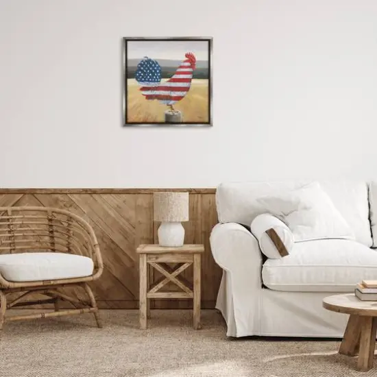 Stupell Industries American Flag Rooster Floater Framed Art Gray {3}