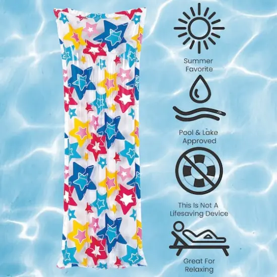 Pool Central 6ft. Multicolor Blue & Yellow Stars Inflatable Swimming Pool Float {6}
