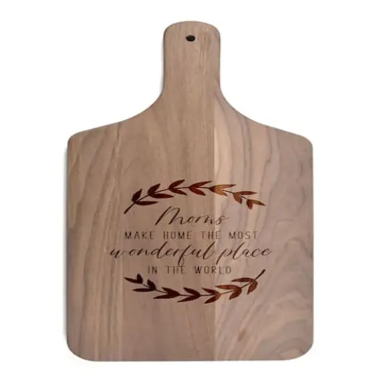 17" Moms Make Homes Wonderful Walnut Paddle Cutting Board {1}
