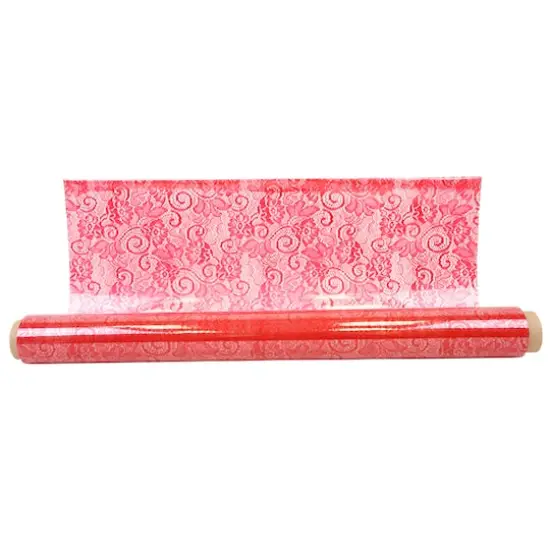 JAM Paper Victorian Lace Floral Cello Bouquet Wrap, 20" x 100ft. Azalea {1}