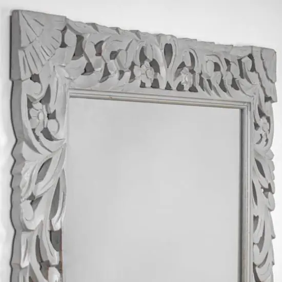 American Art D&eacute;cor&trade; 31.5" Gray Hand-Carved Wood Medallion Accent Wall Mirror {4}
