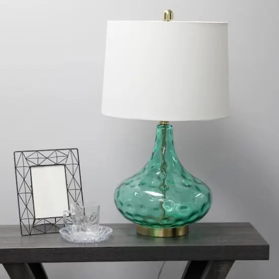 Lalia Home Classix 24" Seafoam Green Dimpled Glass Table Lamp {5}