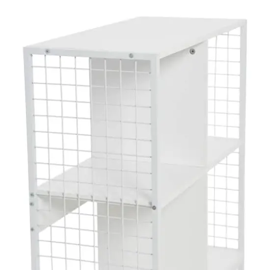 Household Essentials 28" 4-Compartment Trellis Storage Bookshelf White {7}