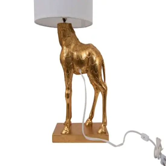 Hello Honey&reg; 27.8" Gold Giraffe Lamp with Linen Shade {10}