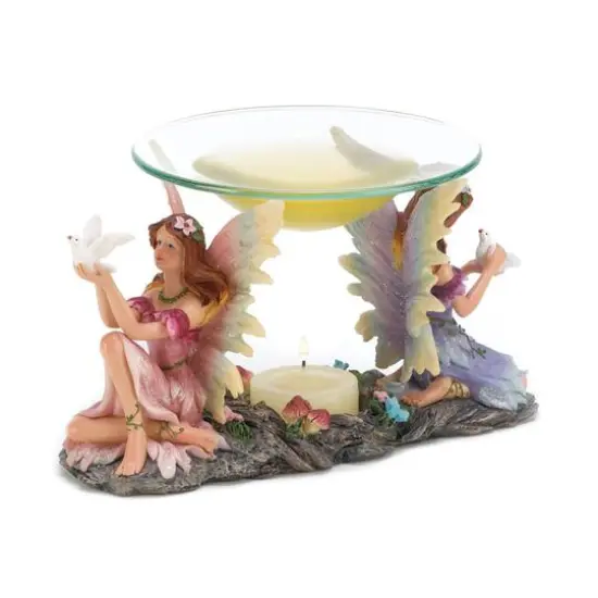 4" Magical Twin Fairies Candle Oil Warmer {1}
