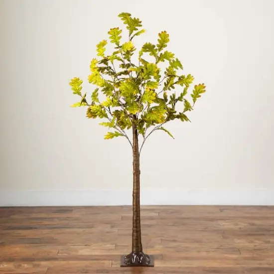 6ft. Pre-Lit Green Autumn Oak Artificial Fall Tree with 250 Warm White LED Lights {7}