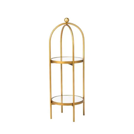 Glitzhome&reg; 42" Gold Regency Modern 2-Tier Mirror Organizer Floor Shelf {1}