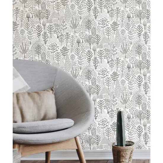 RoomMates Folklore Trees Peel & Stick Wallpaper White/Gray {5}