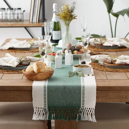 DII&reg; 108" Dobby Stripe Table Runner Dark Green {6}
