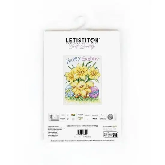LetiStitch Three Chicks with Daffodils & Egg Counted Cross Stitch Kit {3}