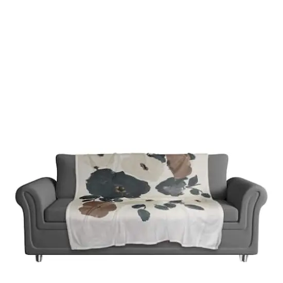 Rust & Cream Floral Coral Fleece Blanket {3}