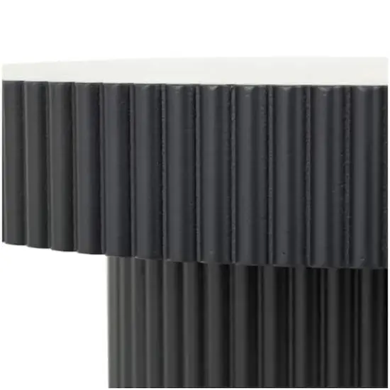 Black Dimensional Ribbed Accent Table {5}